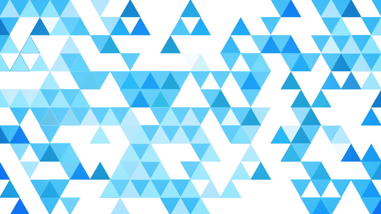 Blue triangular mosaic pattern. Abstract geometric polygonal background. Loop motion graphic.