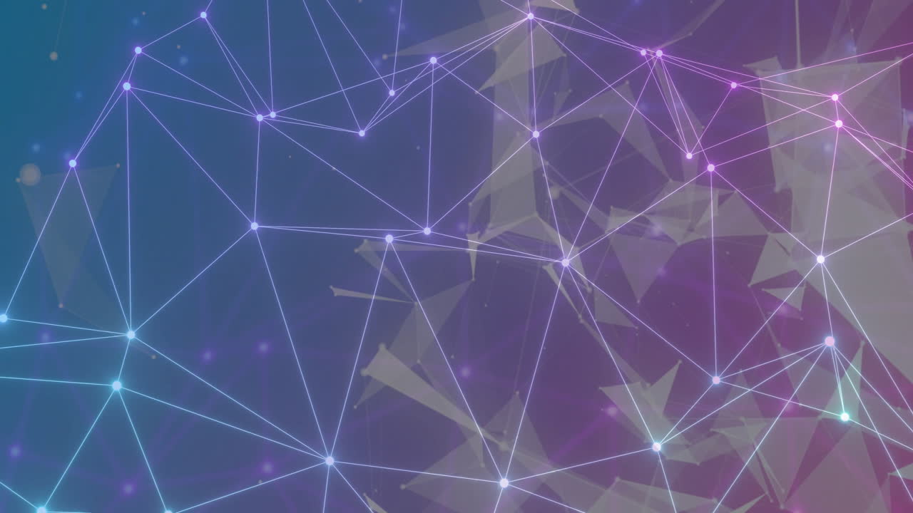 animación de la red de conexiones sobre formas en movimiento