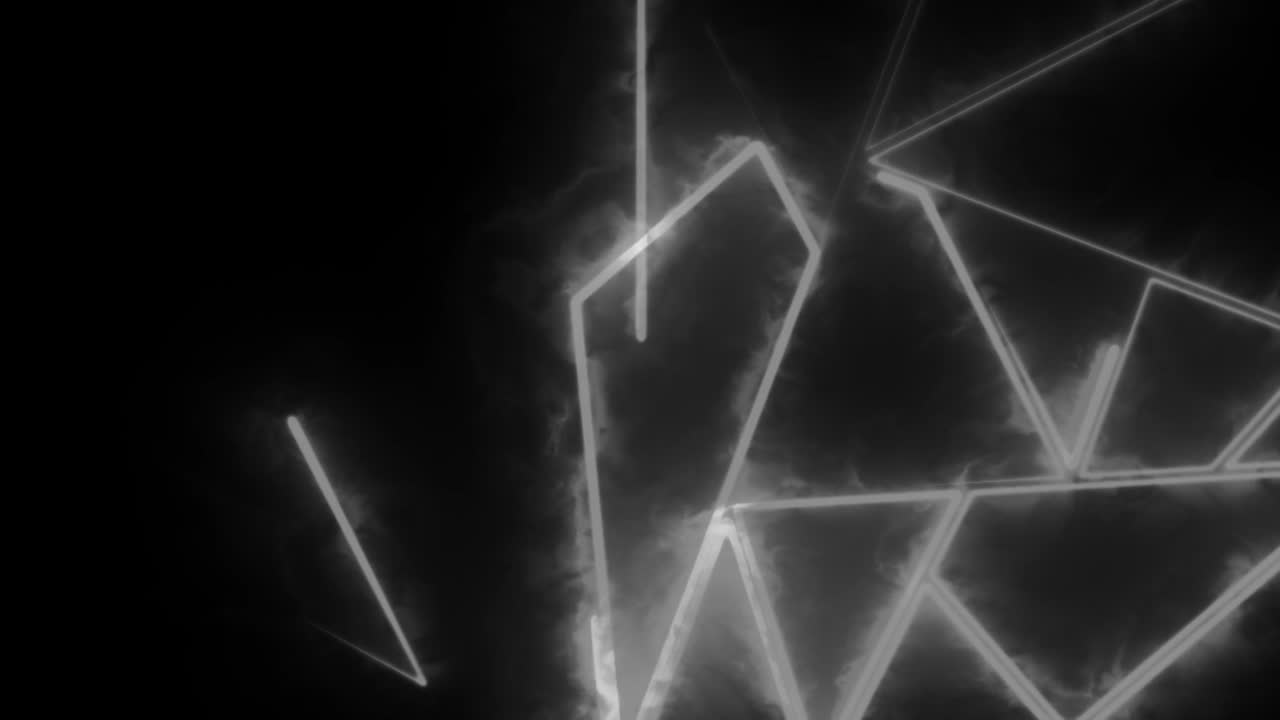 animación en 4k de un laberinto en forma de triángulo de luz de neón ardiente. baila de neón con maravillosos colores vibrantes con reflejos