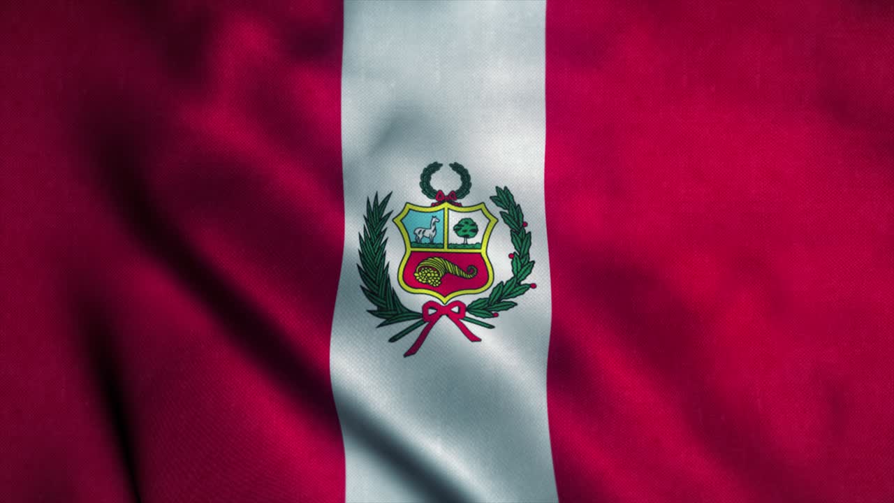 la bandera de perú ondeando en el viento. la bandera nacional de perú. el signo de perú animación de bucle sin costuras. 4k