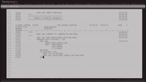 animación del procesamiento de datos en la pantalla gris de la computadora