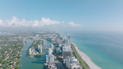 Panorama-Del-Barrio-Urbano-Costero.-Miami-Beach-Y-Allison-Island-En-Indian-Creek-En-Un-Día-Soleado.-Miami,-Estados-Unidos