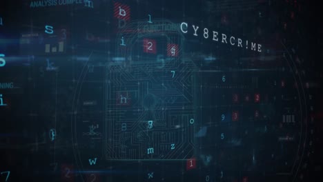 animación del candado de seguridad sobre el procesamiento de datos en fondo oscuro