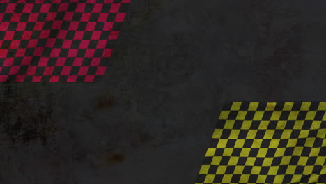 red and yellow race flags on black gradient