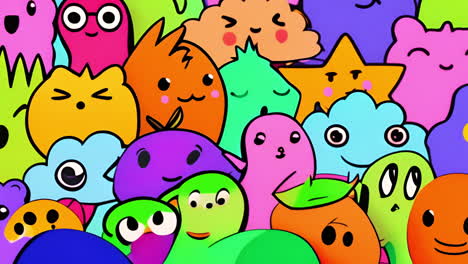 colorful, cute cartoon characters animation with various expressions and shapes