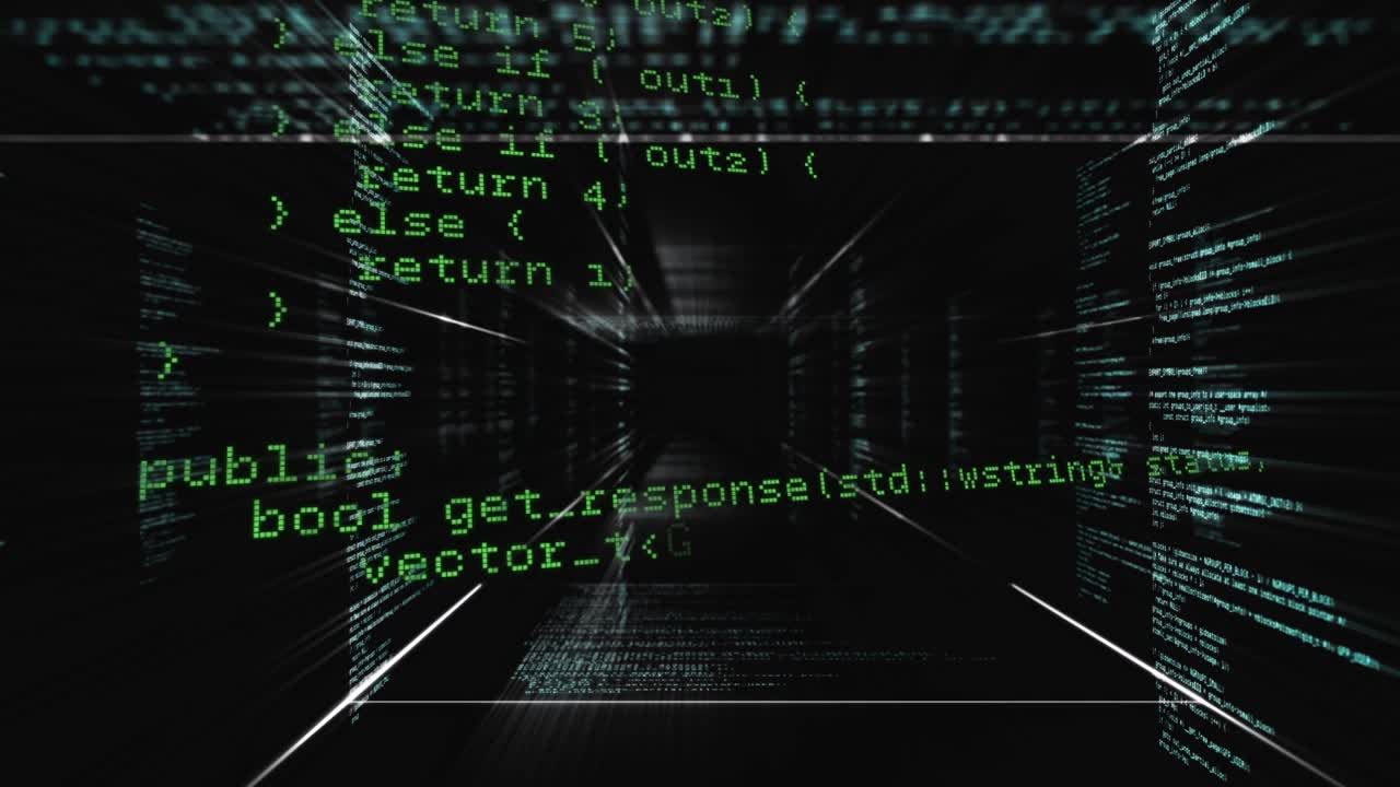 Unique digital loop video of computer programming scripts