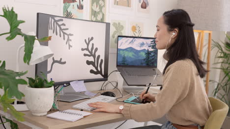 illustration, home office and woman graphic