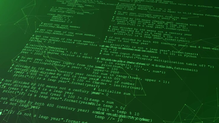 4k programming source scrolling digital code abstract background software development process