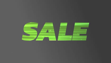animación del texto de venta en fondo gris