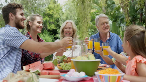 happy family toasting together