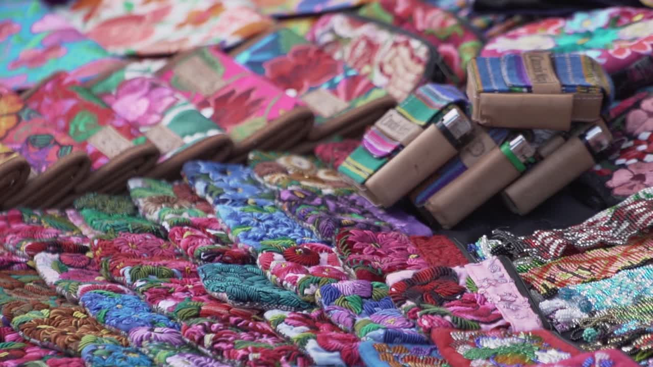 Handheld shot of Mexican handcrafts in a popular travel destination in Mexico at 120fps.