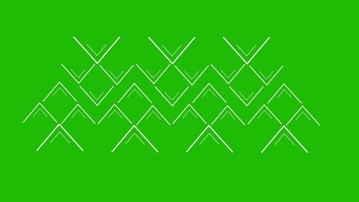 Grafica in movimento a forma di triangolo su schermo verde