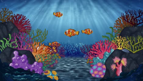 colorful animation of marine life in a coral reef