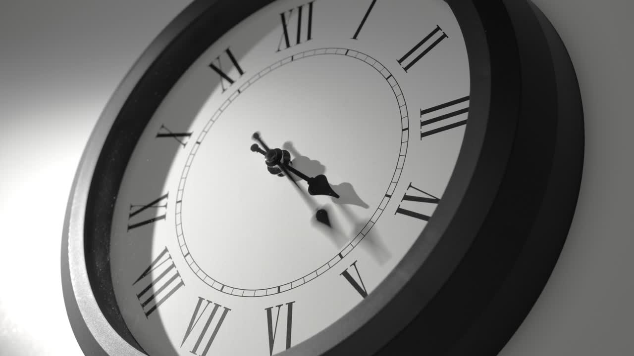 Latin Clock Face in Time Lapse on White Wall