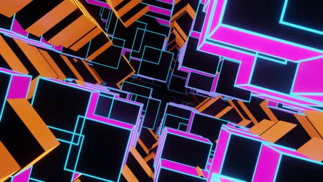 el túnel cúbico rosa-naranja. el bucle vj