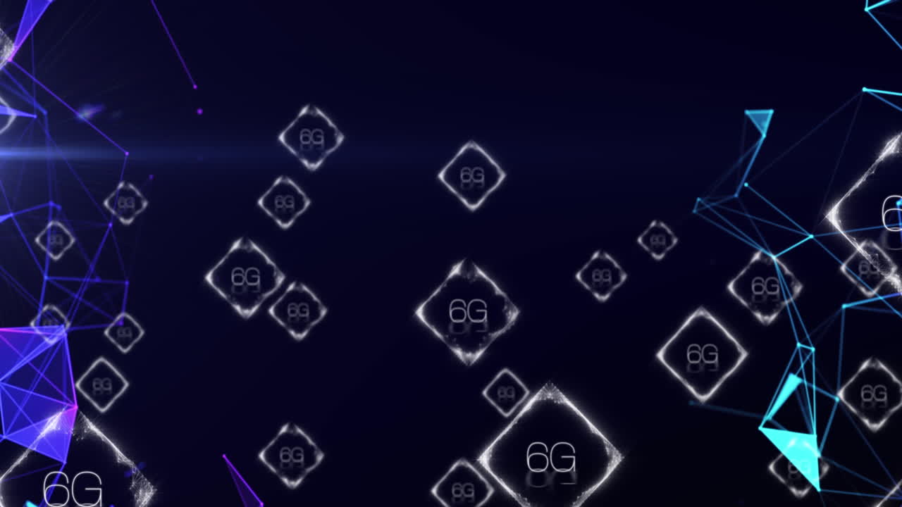animación de texto 6g a través de una red de conexiones