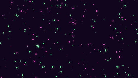 abstract dark background with floating green and pink dots