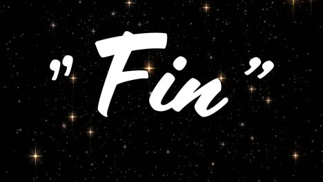 animación del texto de la aleta sobre estrellas brillantes que se mueven sobre un fondo negro