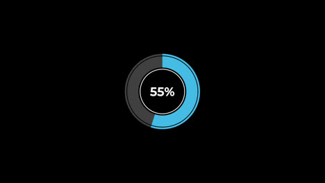 Gráfico-Circular-De-0-A-55%-De-Porcentaje-De-Infografías-Cargando-Anillo-Circular-O-Transferencia,-Descargar-Animación-Con-Canal-Alfa.