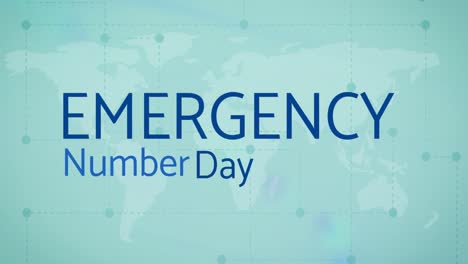 animation of emergency number day text over world map on green background