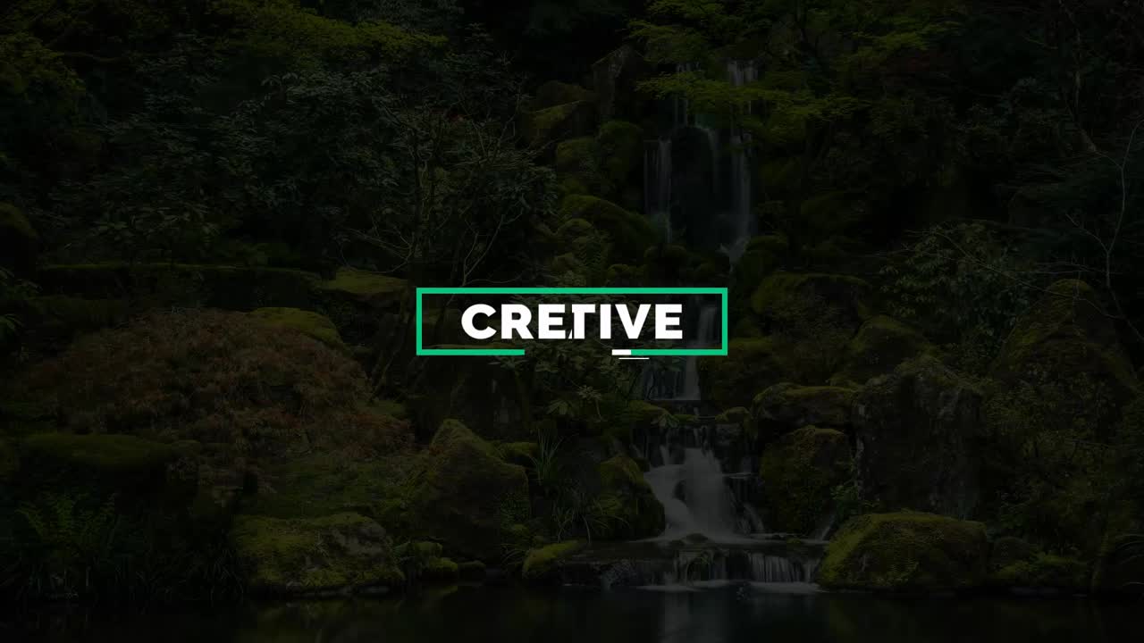 Minimalist Animated Titles Over Nature Waterfall Landscape