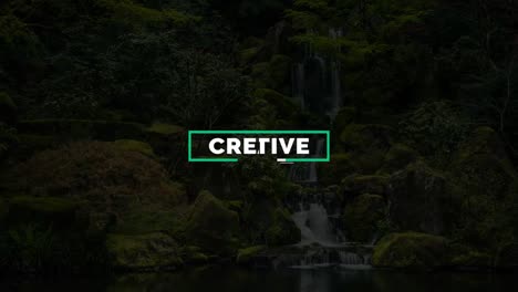 minimalist animated titles over nature waterfall landscape