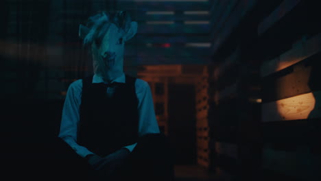 man in goat mask costume