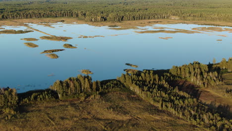 Paisaje-Natural-De-Lituania-Con-Bosques,-Prados-Y-Lagos,-Vista-Aérea-Hacia-Adelante