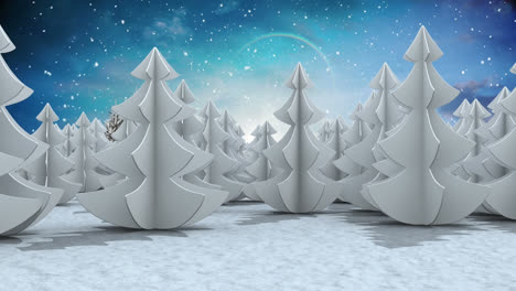 Animation-Von-Tannenbäumen-In-Der-Winterlandschaft