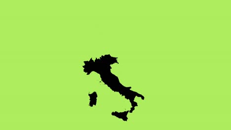 country map italy green screen with moving silhouette style