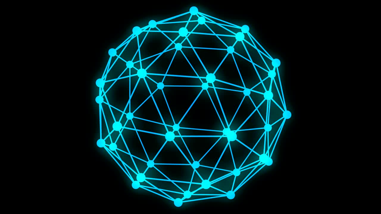 estructura poligonal abstracta de alta tecnología, animación en 3d