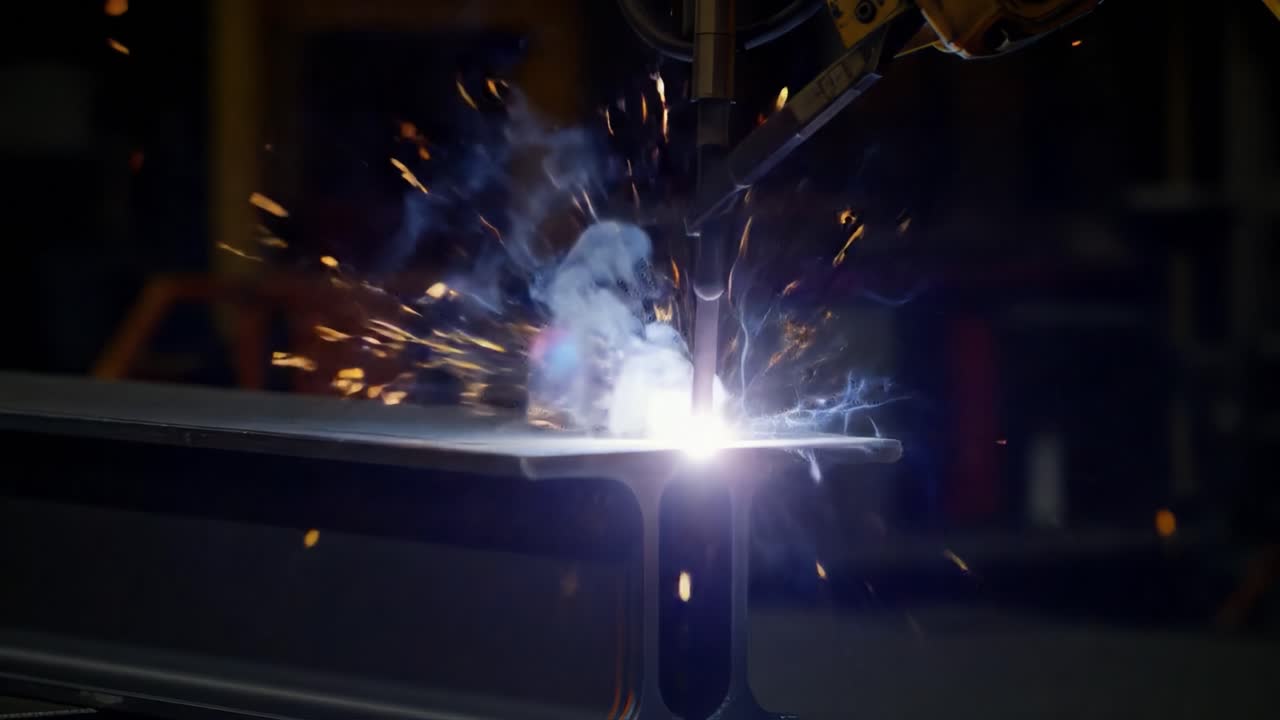Dynamic Metalworking: Captivating Frames of a Robotic Welding Process Sparking Creativity and Precision in Industrial Craftsmanship