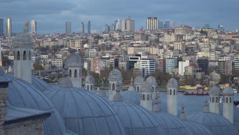 istanbul cityscape view with skyscrapers in background from süleymaniye mosque