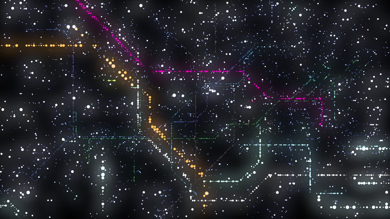 3D Futuristic map HUD interface overlay of city metro underground tube network