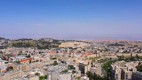 aerial panoramic view of jerusalem with the dome of the rock