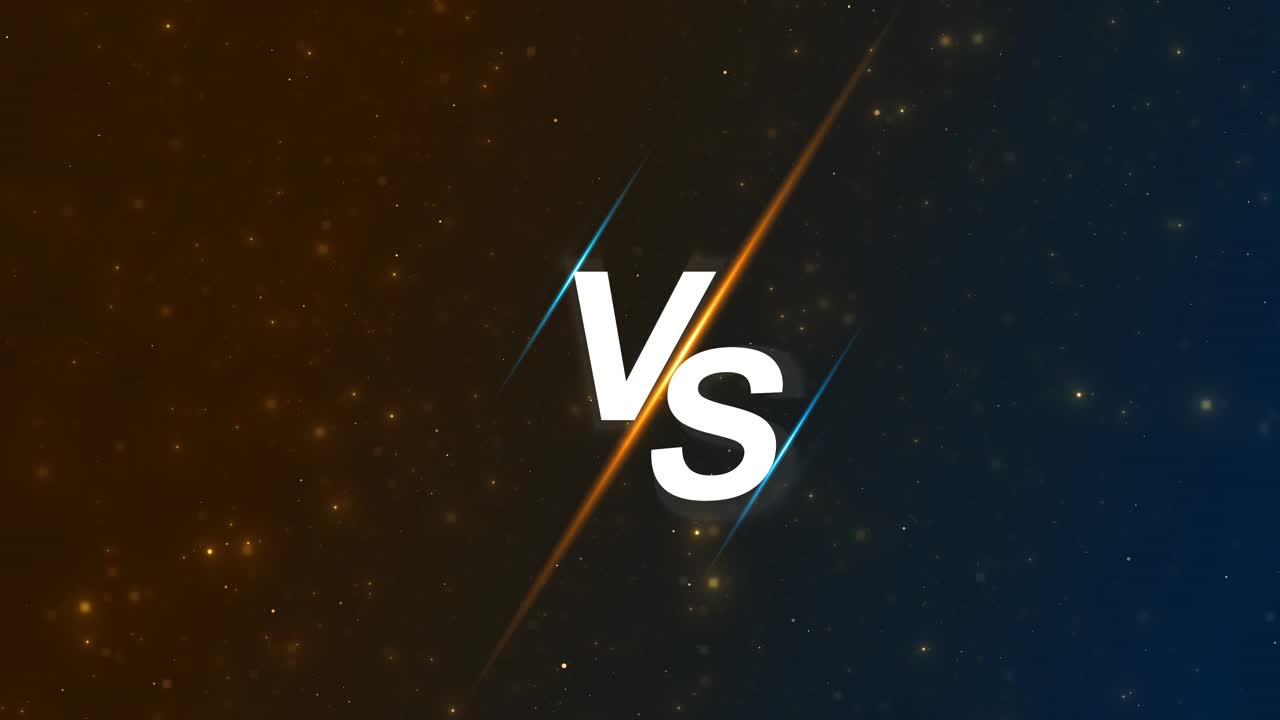 Versus-taistelubannerikonsepti, taisteluilta, nyrkkeilykilpailut, kipinät, hiilet, savu, verkkokirjaimet vs.