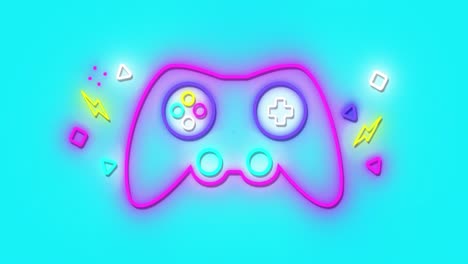 animación del panel de control de juego de neón parpadeando sobre un fondo de rayas de neón vibrante
