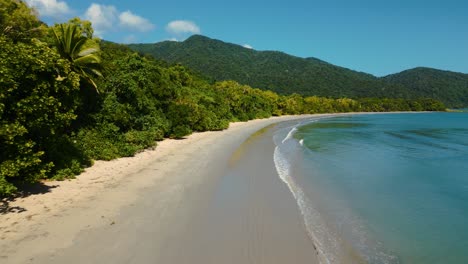 tribulación del cabo en la playa tropical de la selva tropical de daintree, australia