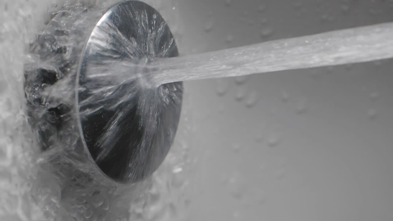 수도꼭지 에서 싱크대 로 흐르는 물