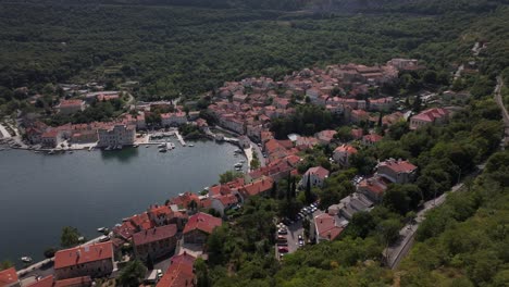 aerial view of a picturesque coastal town