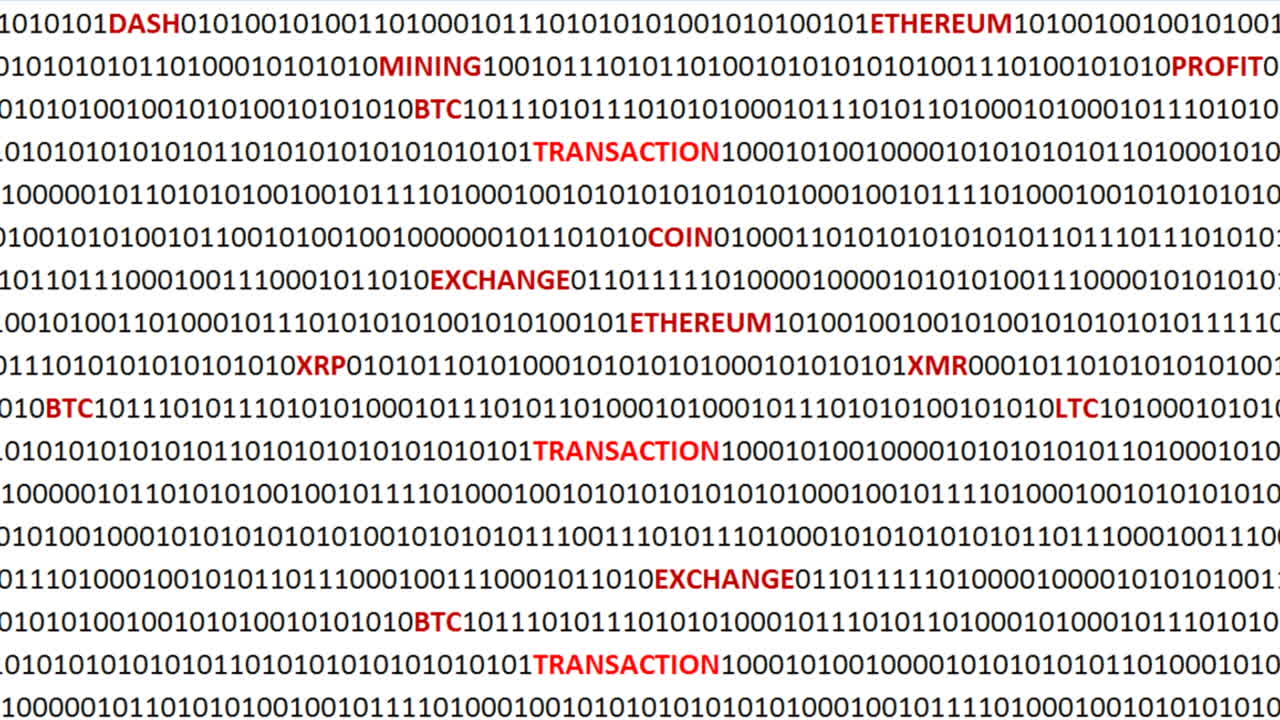Cryptocurrency on a digital background. Background from a program code and cryptocurrencies