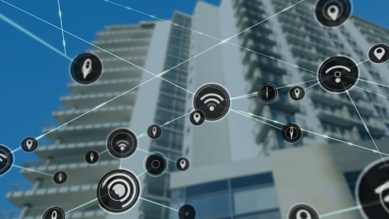 red de iconos digitales contra la red de supervisor masculino senior red de en el almacén.