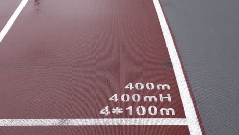 athletics track in the stadium. the ground marks 400m, 400mh, 4*100m.