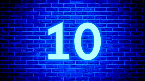 네온 빛 번호 10 십 애니메이션 모션 그래픽 벽돌 벽 배경에 현대