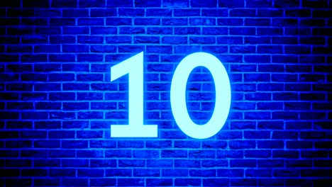 neon light number 10 ten animation motion graphics modern on brick wall background