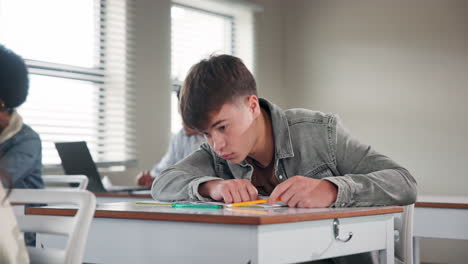 student sleeping in classroom
