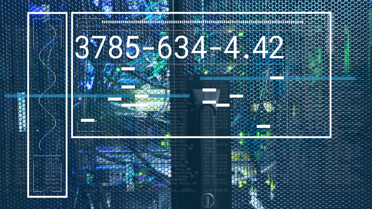 Animation of data processing over server room