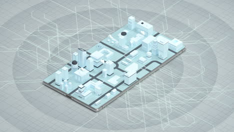 3d city on the mobile phone screen, 3d rendering.