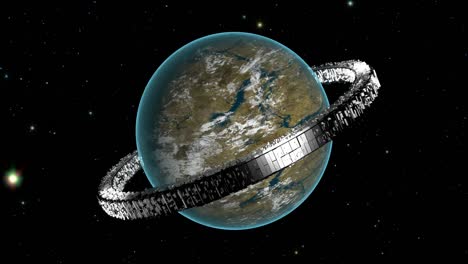 planeta alienígena con estación orbital de metal capaz de buclear sin problemas 4k