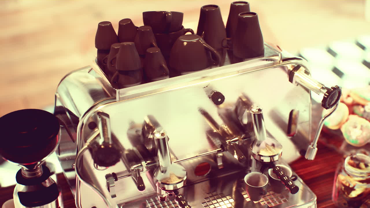 자동으로 작동하는 커피 머신의 클로즈업